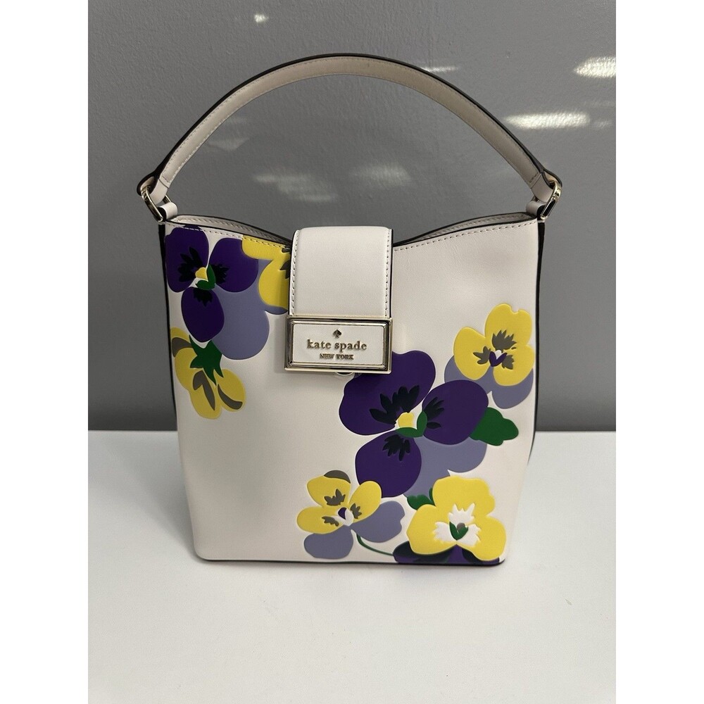 Kate Spade Shoulder Bag Reegan Pansy Toss Bucket Bag Purse Floral Handbag NWOT